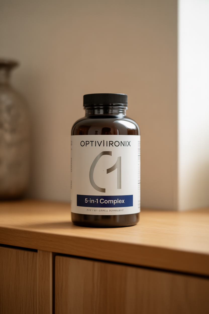 Optivironix 5-in-1 complex supplement bottle
